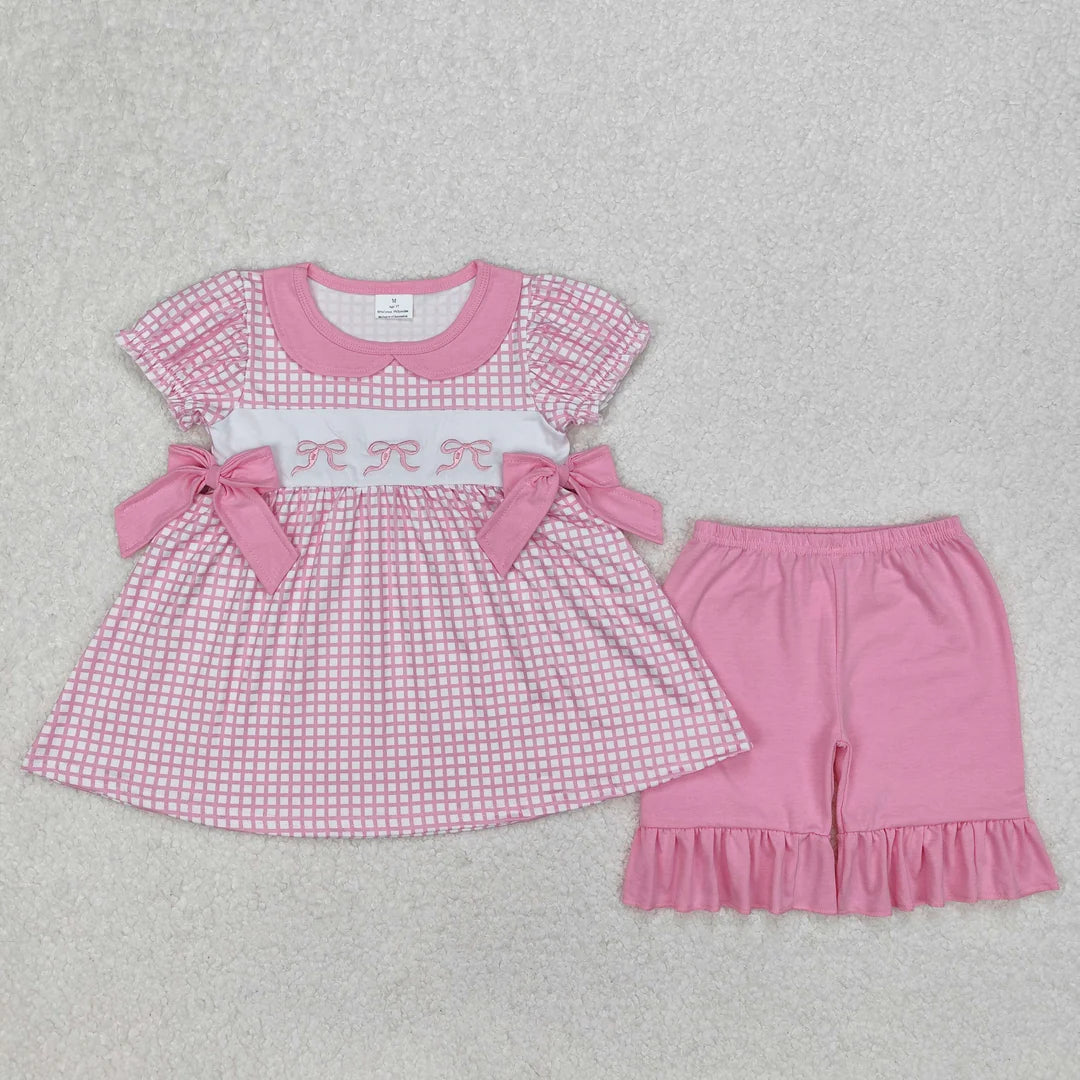 Pink Bow 2pc Shorts Set