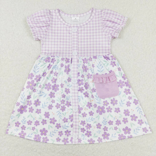 Purple Gingham Flower Dress
