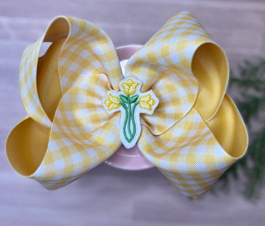 6in Yellow Gingham with Feltie