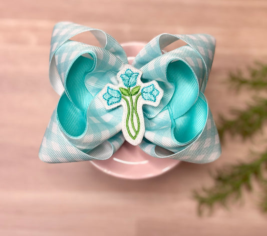 5in DS Aqua Gingham with Feltie