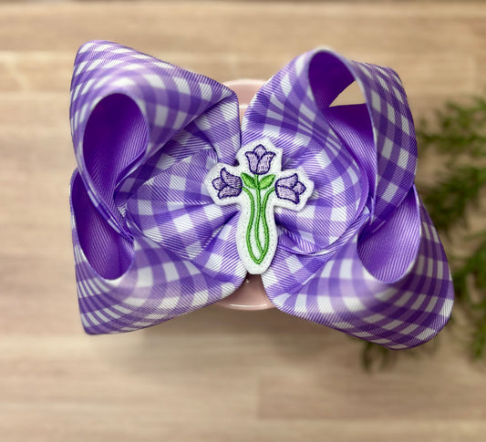 6in Purple Gingham with Feltie