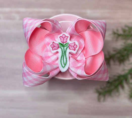 5in DS Pink Gingham with Feltie